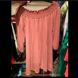 Dusty rose off shoulder dress